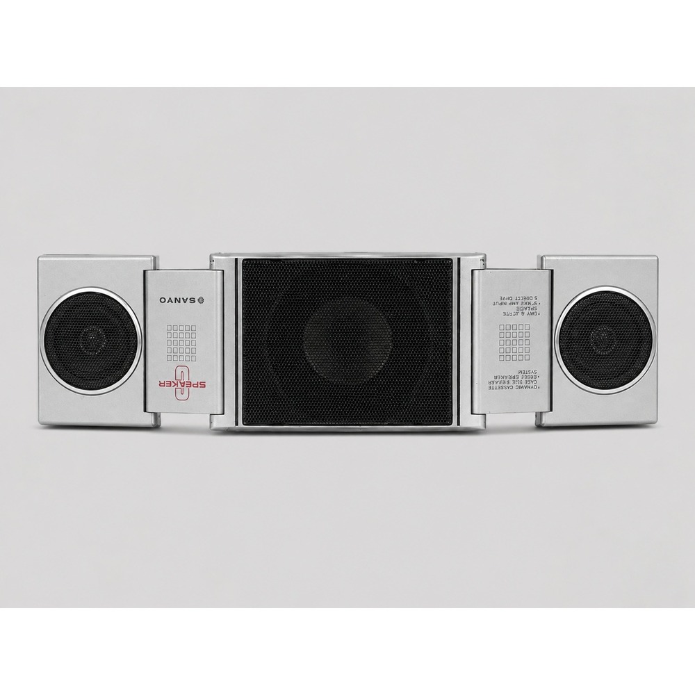 Vintage Sanyo MSP-5 Portable Speaker System Silver Folding 3D Japan 80s Tech